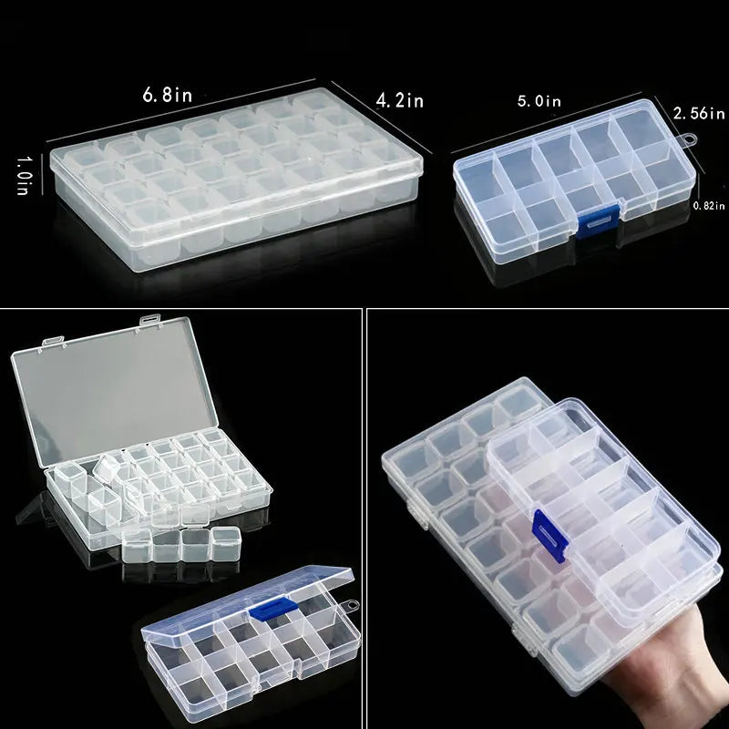 boîte rangement bijoux transparente plastique compartimentée organisateur boucles d'oreille accessoires petits objets