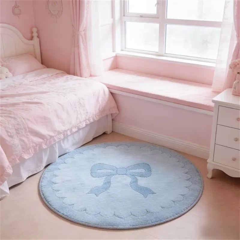 tapis rond moderne arc rose bleu motifs floraux 80x80cm 120x120cm salon chambre
