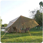 tarp polyvalent camping abri toile épaisse occlusion variable configurations multiples adaptateur