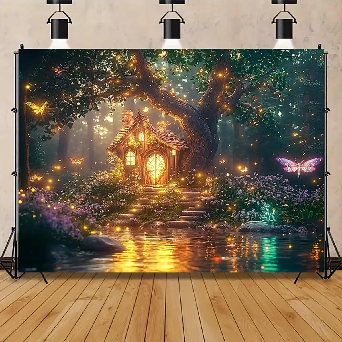 tapisserie murale décorative paysage magique papillon fleurs maison fantaisie salon chambre murale multicolore