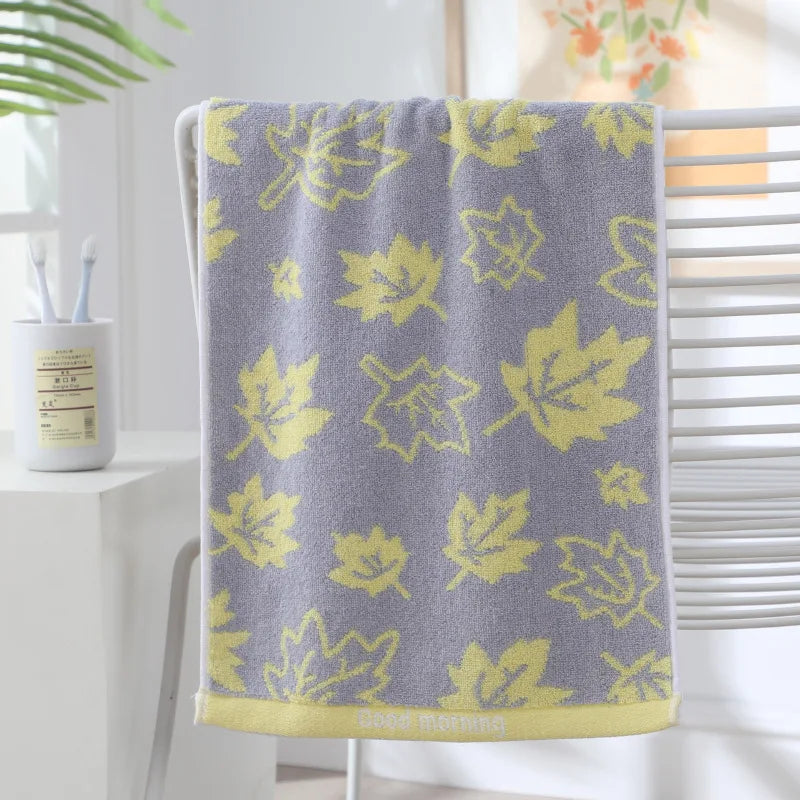 serviettes coton gris rose jaune feuilles stylisées séchage rapide machine moderne clips