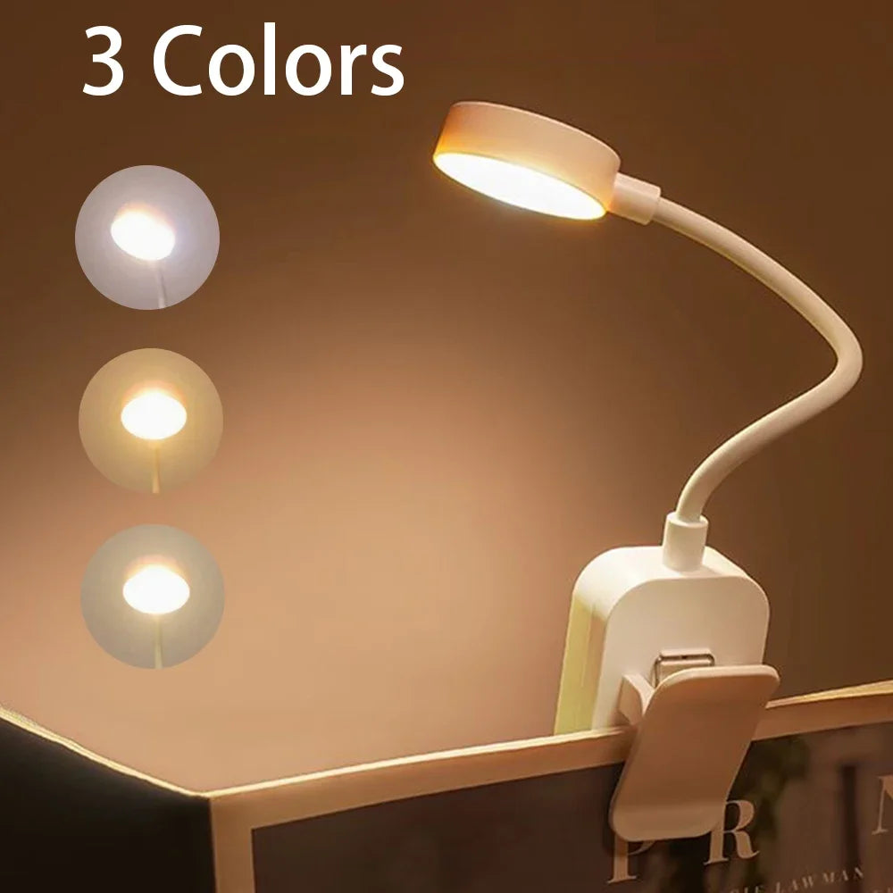 lampe lecture portable clip rechargeable batterie couleurs protection yeux réglable moderne