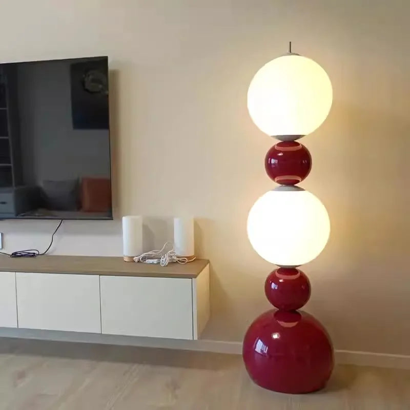 lampe sol moderne led rouge blanche noire sphères minimalistesintérieur décoration chambre salon