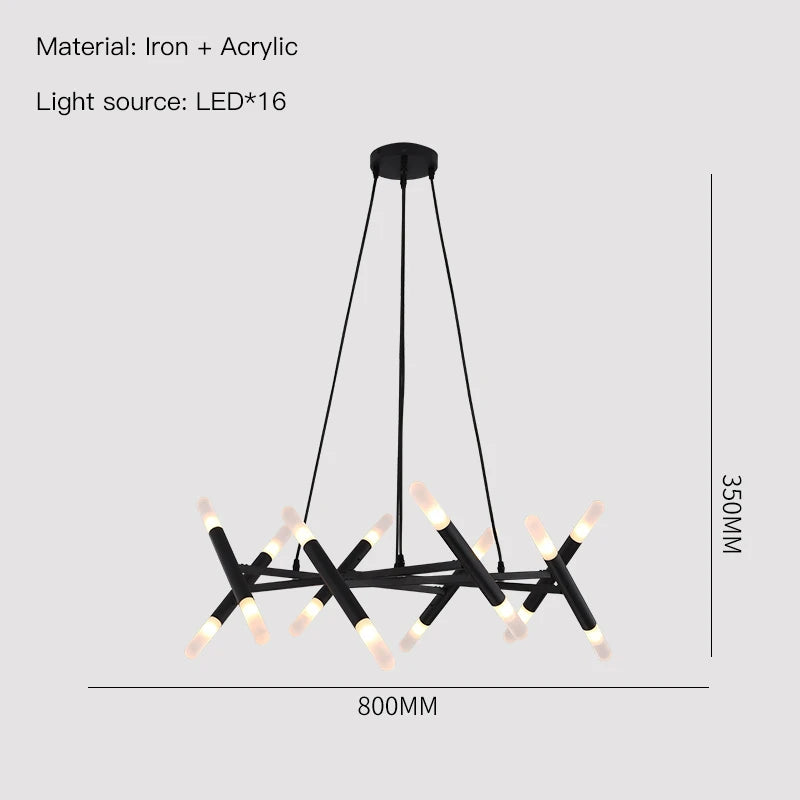 suspension lumineuse moderne or noir branches géométriques lampe led câbles noirs fixée suction chambre