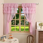 rideau rose clair tulle pompons transparent classique 100cm 130cm 250cm 132cm 140cm 213cm 260cm