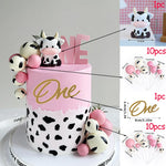 décoration gâteau thème vache anniversaire lettres ONE BABY boules roses blanches farmhouse party