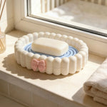support savon blanc rose moderne nœud boudiné double couche drainage salle bain