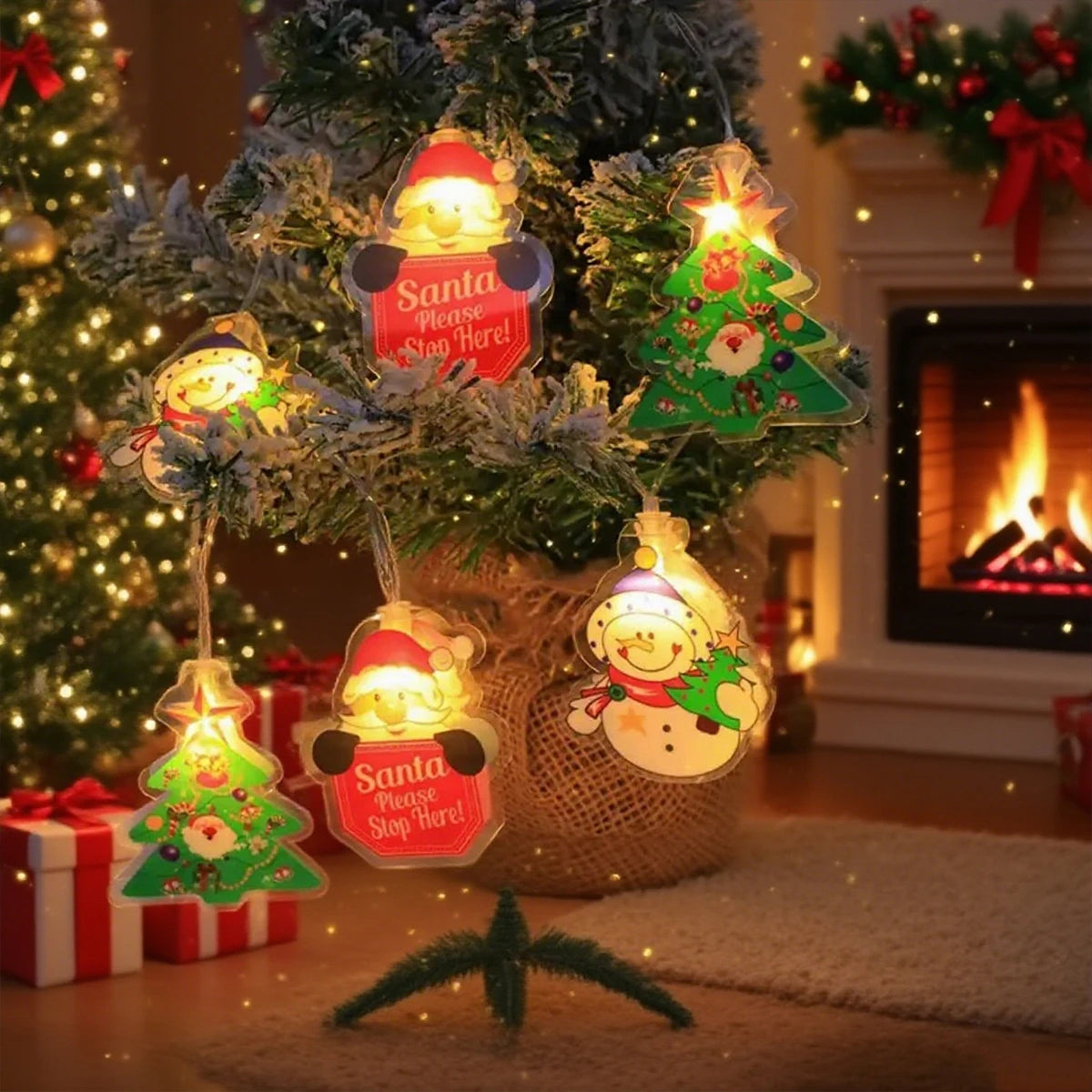 Guirlande lumineuse créant une ambiance chaleureuse dans un intérieur
