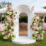 Architectures décoration florales artificielles blanches roses vertes romantiques occasionnelleextérieur mariage anniversaire