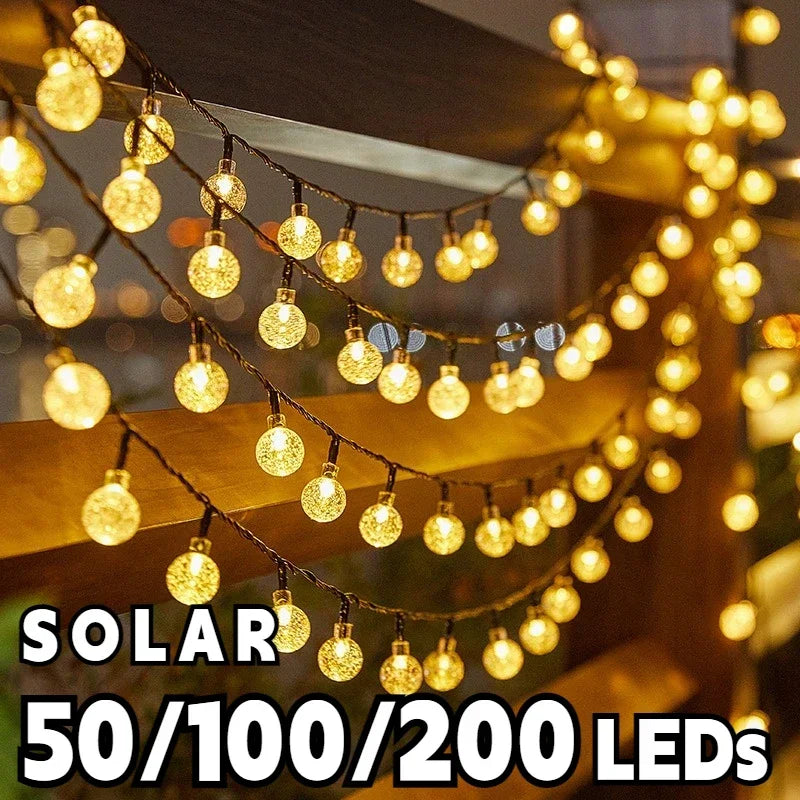 guirlande lumineuse solaire translucides blanc doré multicolore moderne étanche ip65extérieur jardin fêtes noël