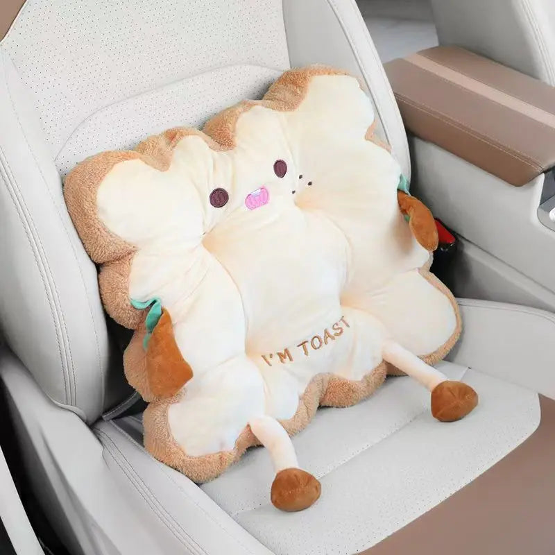 coussin peluche mignon dessin animé oiseau I'M TOAST noir blanc rose orangé bleu doux