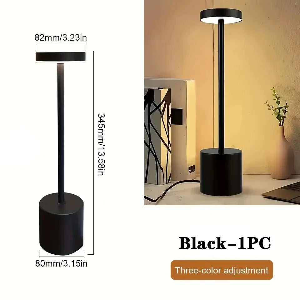 lampe table rechargeable veilleuse led or noir blanc moderne minimaliste acier inoxydable toucher tactile