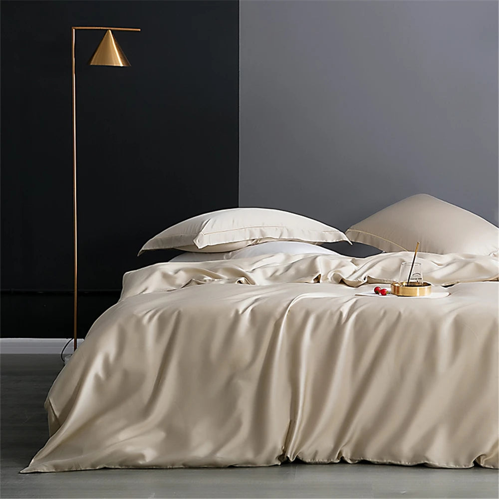 drap lit uni beige clair soie 100 housses oreillers plat taies lit chambre qualité