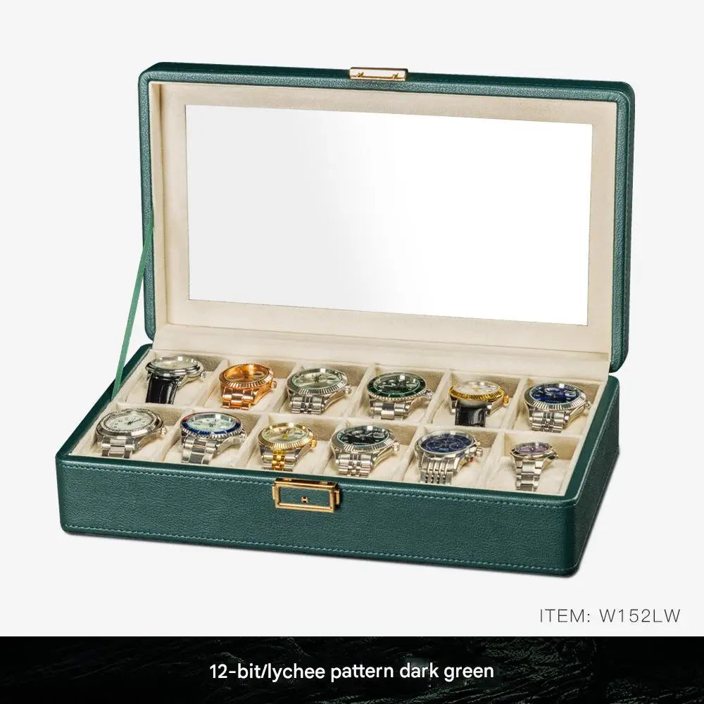 boîte rangement montres velours noir cadenas moderne 12 places storage watch box black velvet