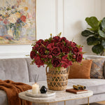 bouquet fleurs artificielles rose blanc classique décoration mariage anniversaire intérieur élégant soie hortensia pivoine