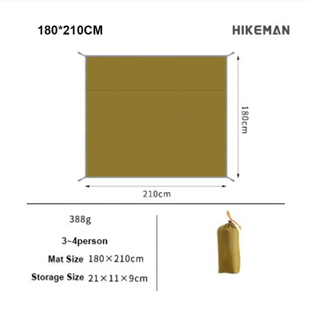 tapis sol imperméable tente vert olive uni pratique outdoor clips fixation 140x210cm 180x210cm 210x240cm