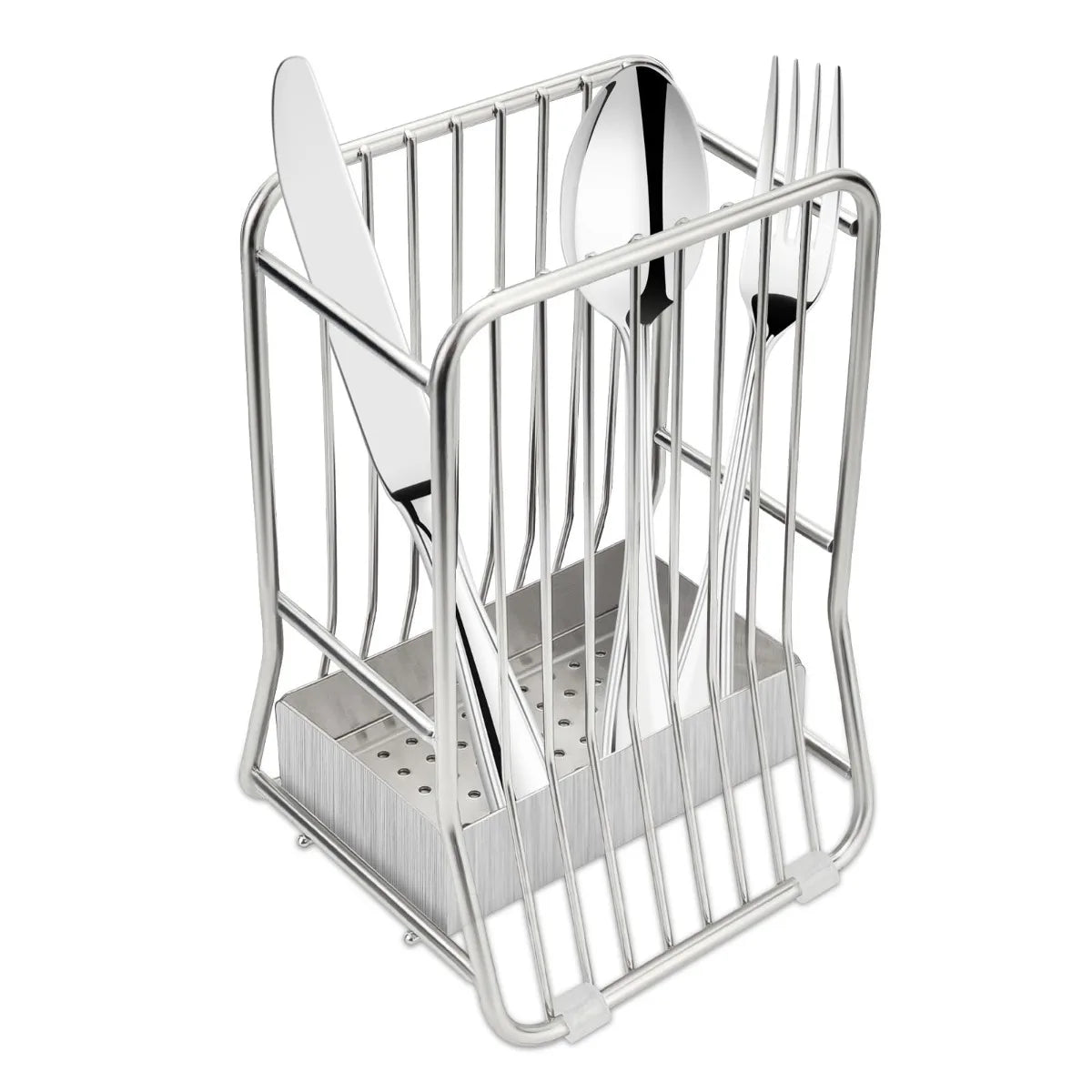porte couverts réutilisable acier inoxydable moderne lisse argenté antiderapants plateau détachable comptoir rangement