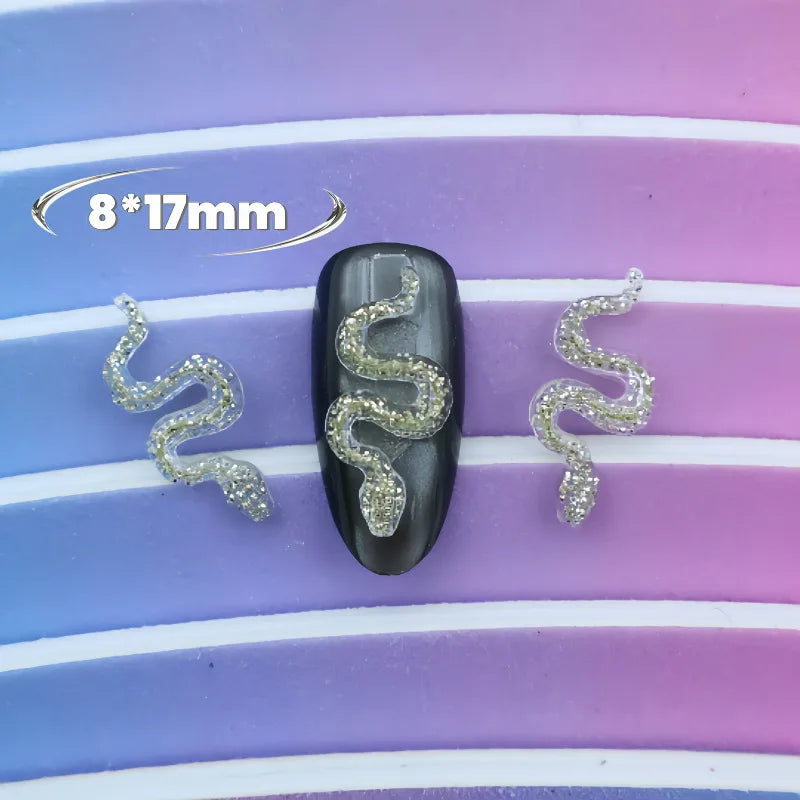 serpents relief glitter noirs dorés verts bleus violets opaques 8*17mm occasion noël