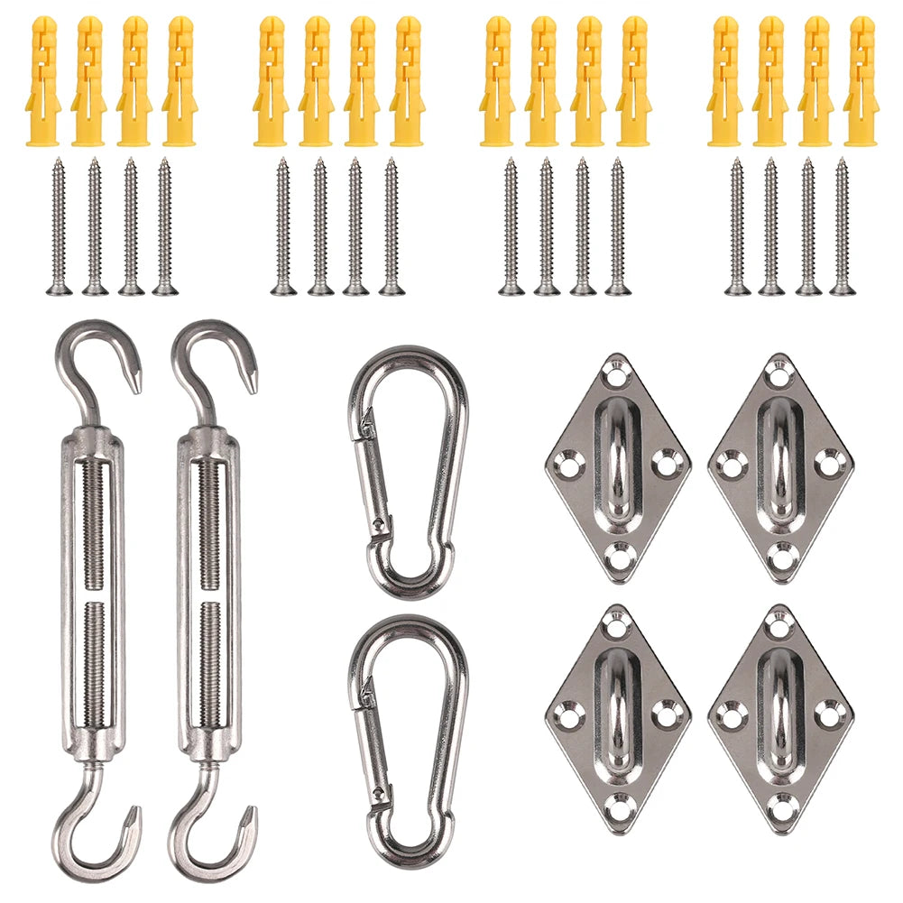 fixation tissus vis turnbuckle pad eye snap hook expansion plastique kit industriel robusteextérieur camping