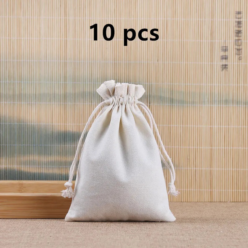 sacs rangement réutilisables toile coton cordon anti poussière blanc noir