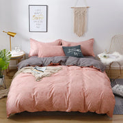 ensemble literie rose gris texture granuleuse bohème moderne minimaliste couverture taies oreillers différents petit