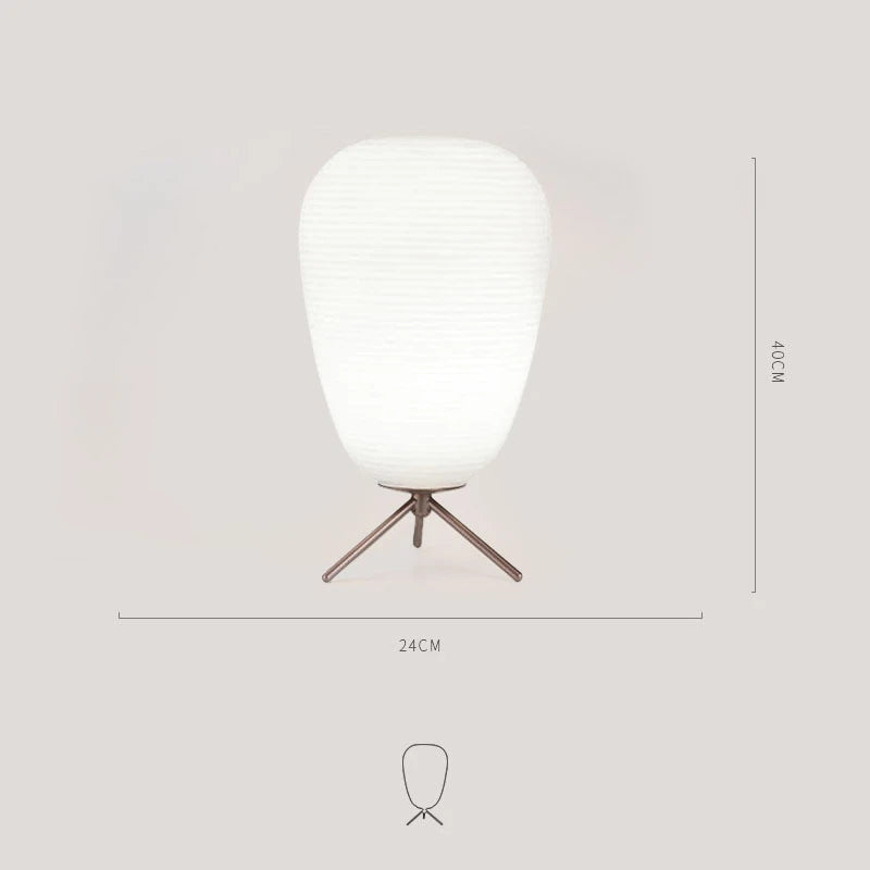 lampe table moderne verre blanc motif rayures horizontales pied bois salon intérieur