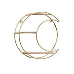 étagère murale or moderne anneaux circulaires métal accessoires décoratifs planchette bois