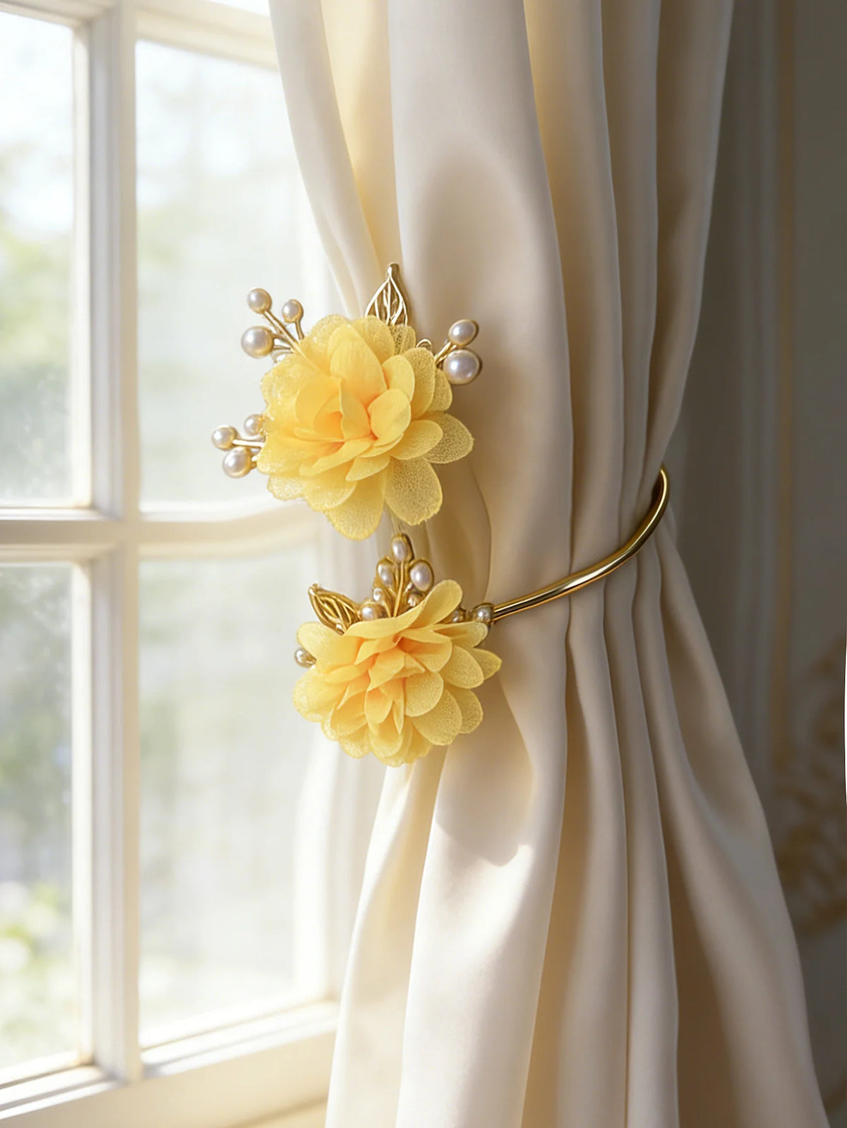 rideaux polonais moderne anneaux métal doré fleurs élégants accessoires fenêtres
