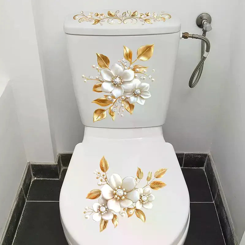autocollants decoratifs floral ornementaux salle bain chambre deco luxe adhésif motifs floraux