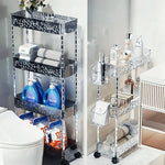 chariot rangement salle bain transparent motifs floraux acrylique quatre étages moderne imperméable roulettes.storage