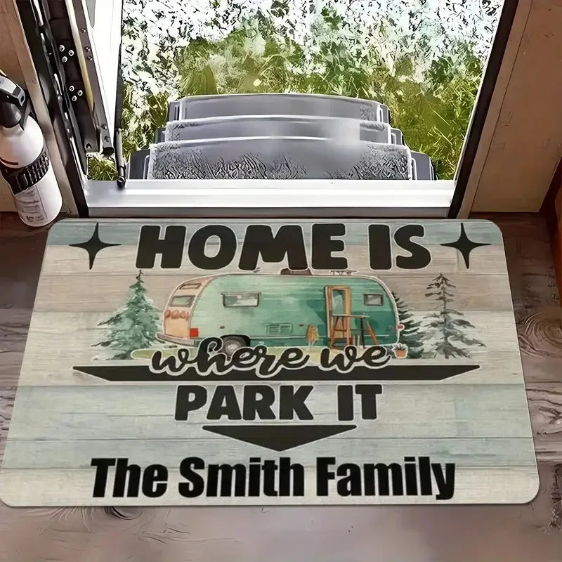 tapis sol camping décoratif motif chien arbres bienvenue extérieur intérieur antidérapant coton beige