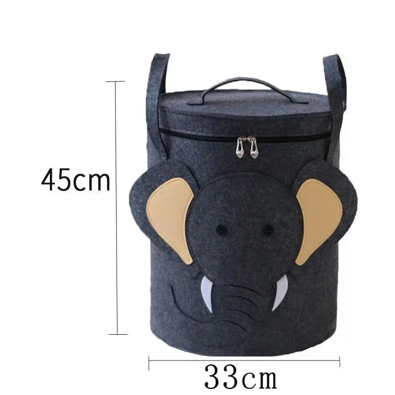 paniers rangement animaux tigre crocodile éléphant jouets gris vert beige couvercle poignées amovibles enfants