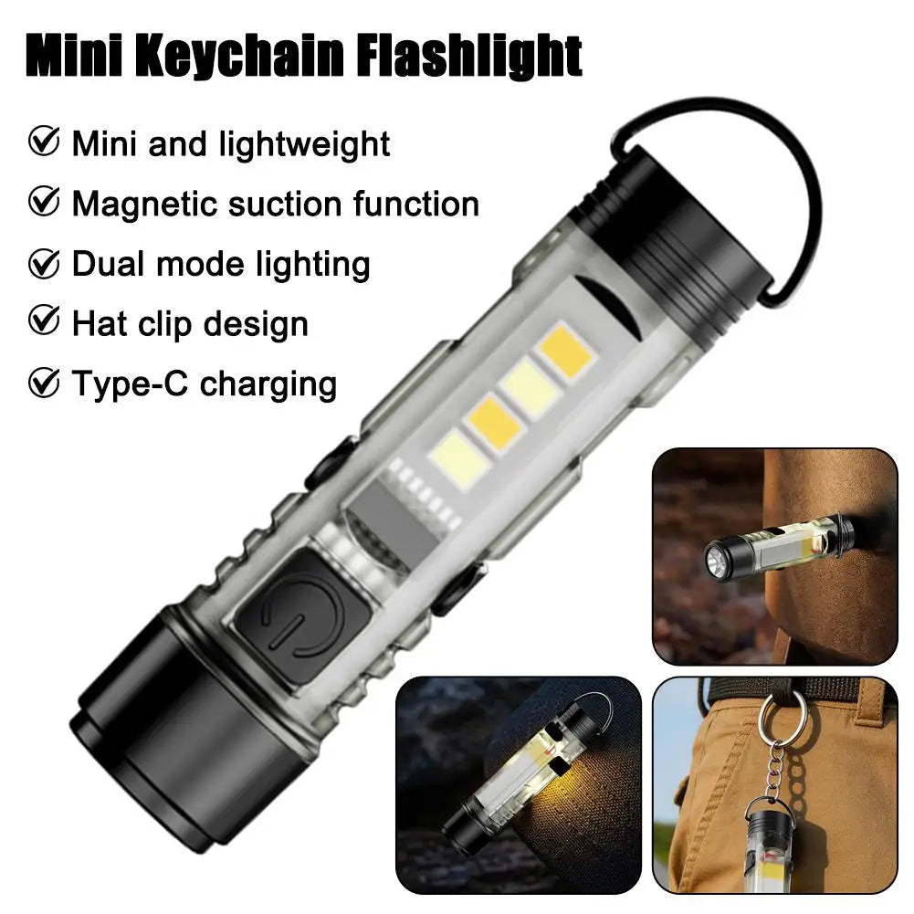 lampe torche rechargeable étanche noire vert moderne compact anneau fixation câble type