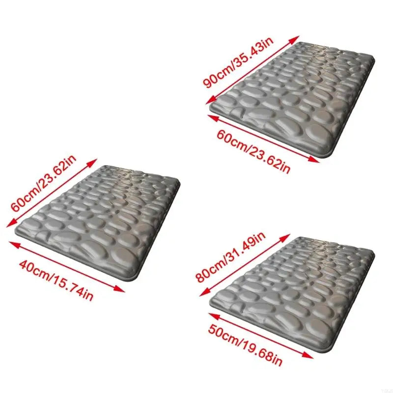 tapis bain gris texture cailloux moderne antidérapant polyester 40x60cm 50x80cm 60x90cm