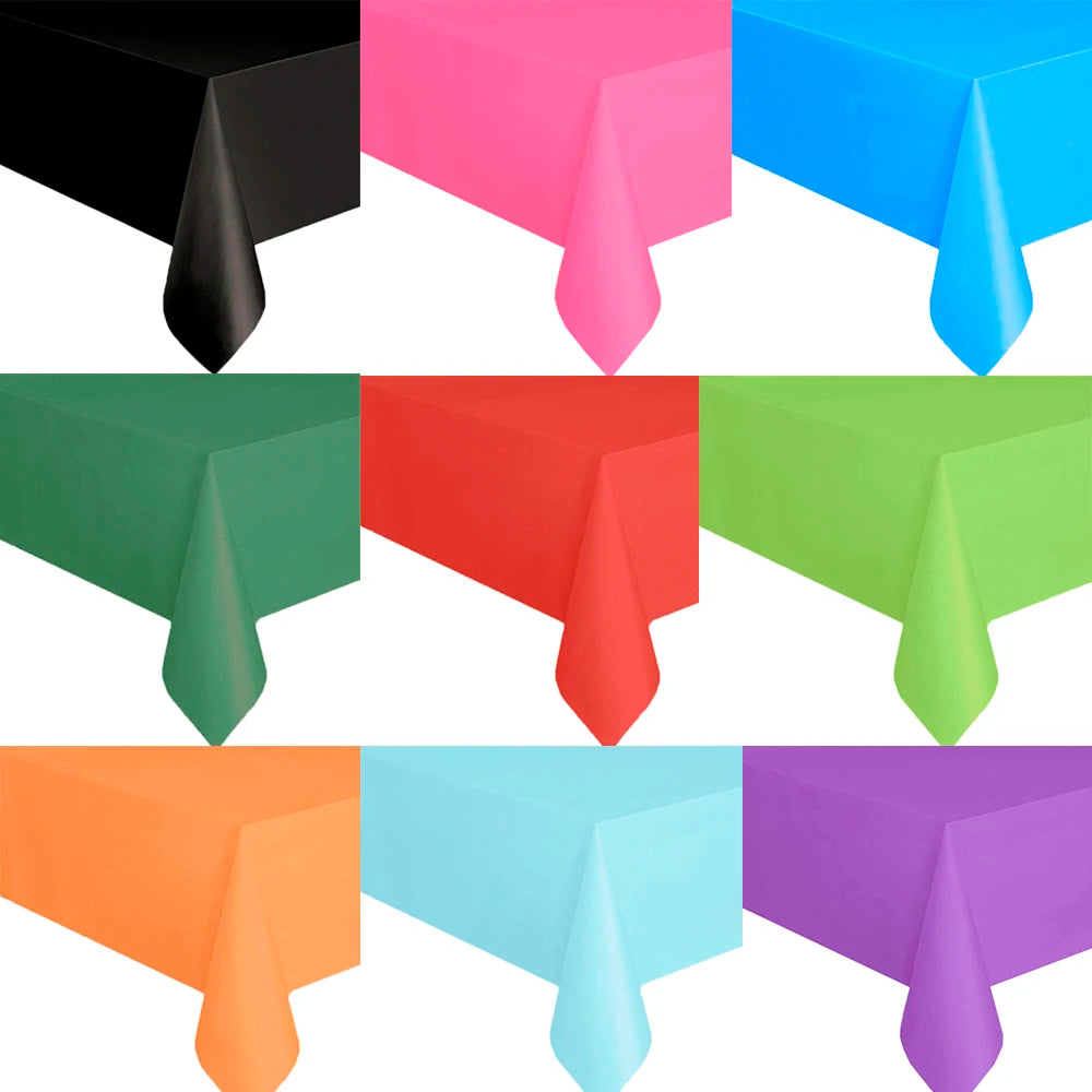 nappe table jetable rectangulaire grande décoration fête anniversaire mariage couleur unie moderne plastique