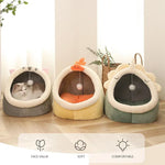 lit chat doux moelleux gris beige orange vert confortable tapis coton respirant