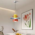 Lampe suspendue Memphis bleue avec abat-jour métallique