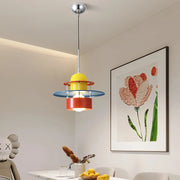 suspension lumineuse moderne jaune rouge bleu ampoule filament câble métallique fixe chambre salon