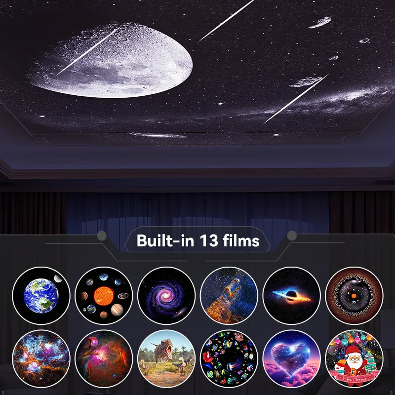 projecteur étoiles nuit led noir moderne 13 effets atmosphère pivotant chambre vacances