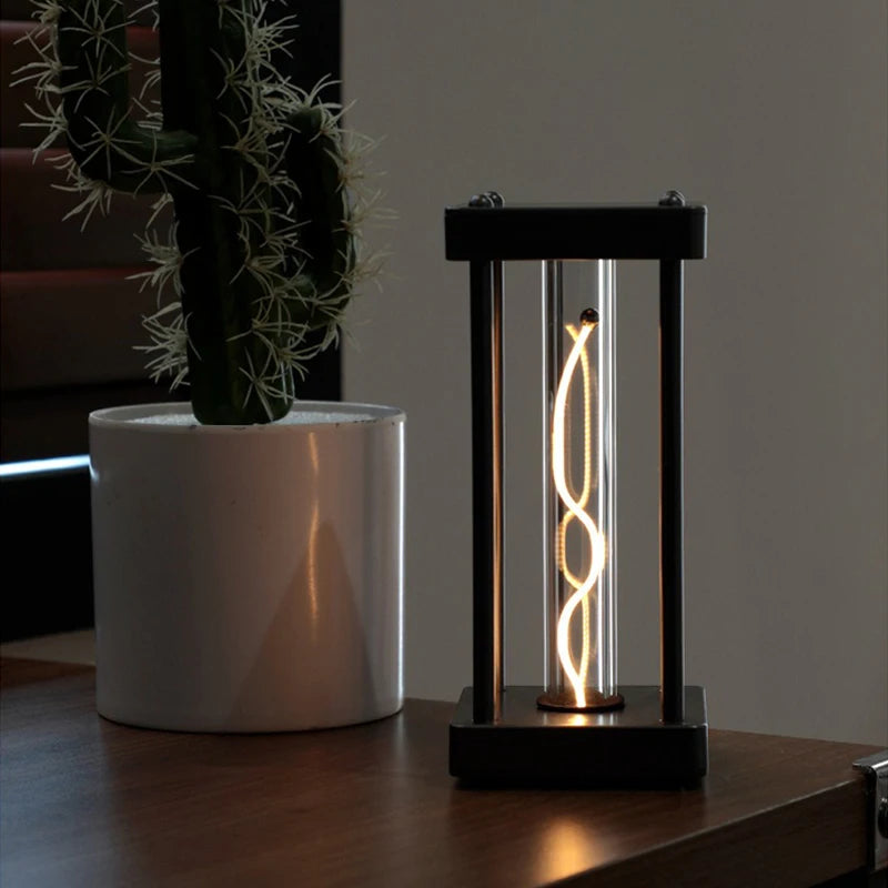 lampe table moderne led rechargeable nuit noire dorée spirales minimalistes chambre salon