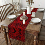 table chevet chemin table baroque floral chauves souris halloween rouge noir
