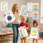 affiches pédagogiques multicolores graphiques adhésives émotions classes enfants 25x35cm 12 pièces éducatives illustrations variées