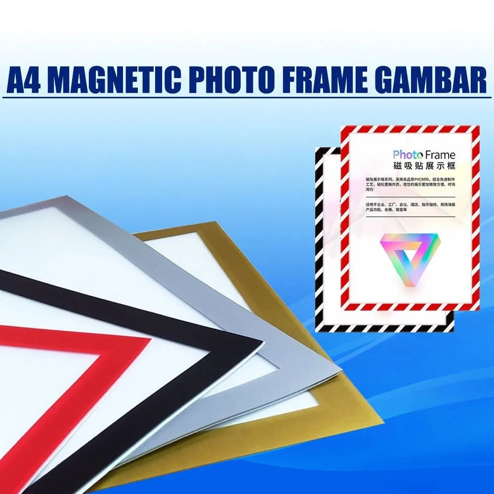 Cadre photo magnétique A3 A4 noir doré argenté moderne auto adhésif transparent inclusion aimant