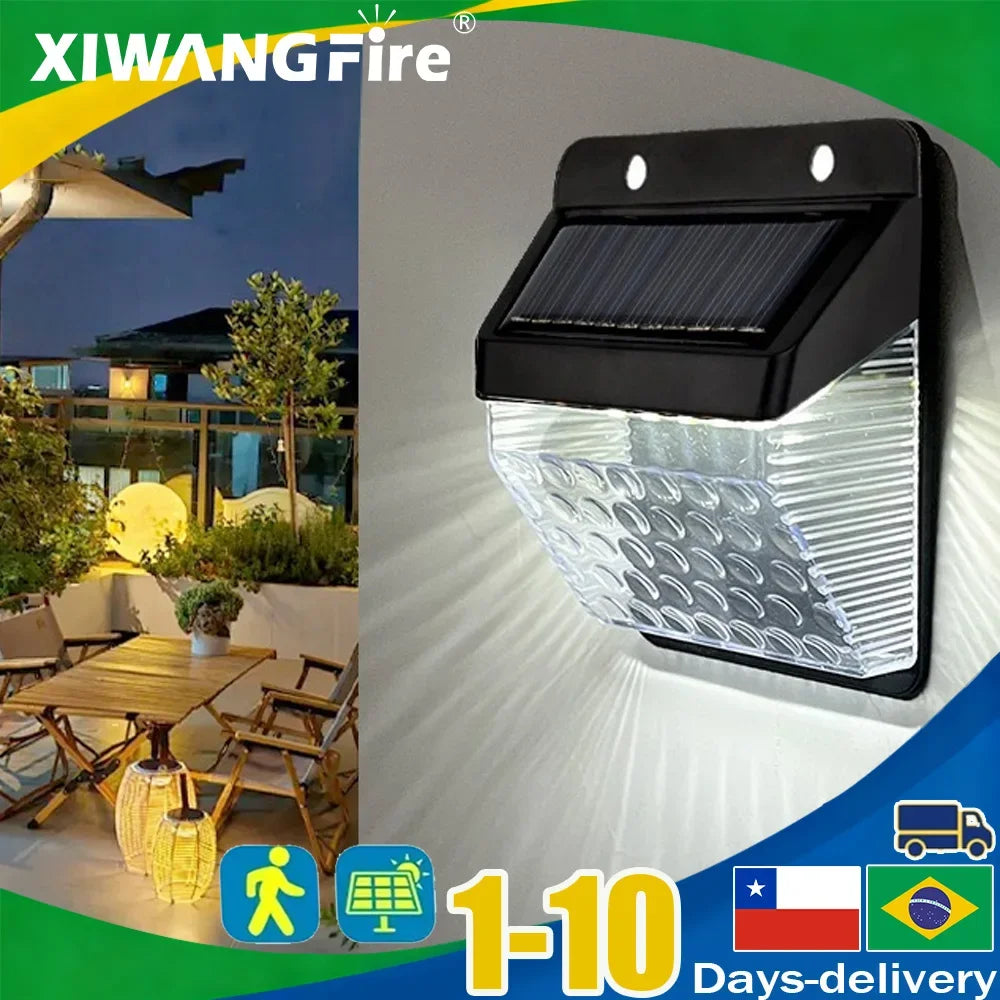 lampe murale solaire led noire transparente moderne batterie interrupteurextérieur jardin balcon