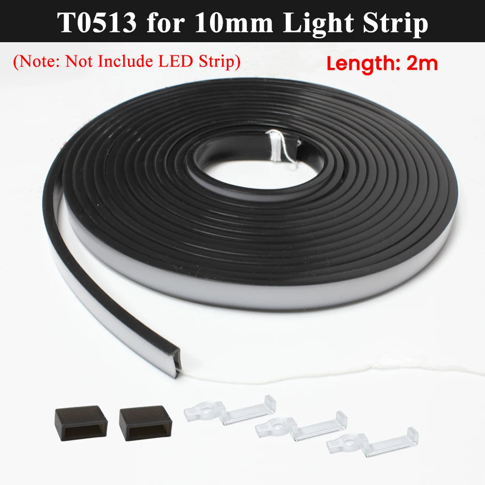 ruban led flexible noir mat moderne adhésif clips adhésifs noirs blancs silicone 5m 1m