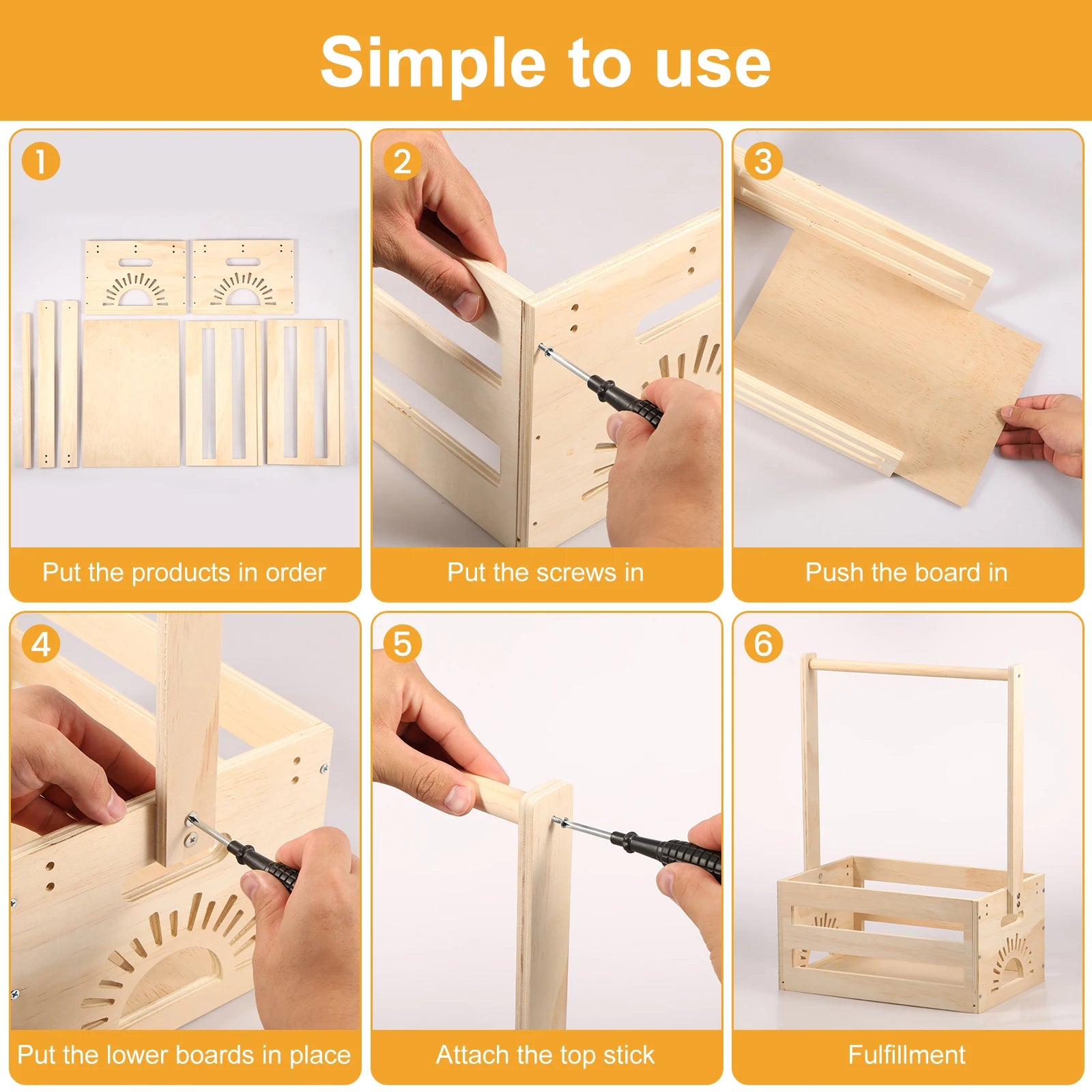 Détail de la poignée en bois du panier de rangement pour bébé