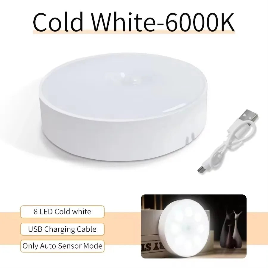 veilleuse led rechargeable sans fil lampe sol blanche moderne détecteur mouvement usb portable