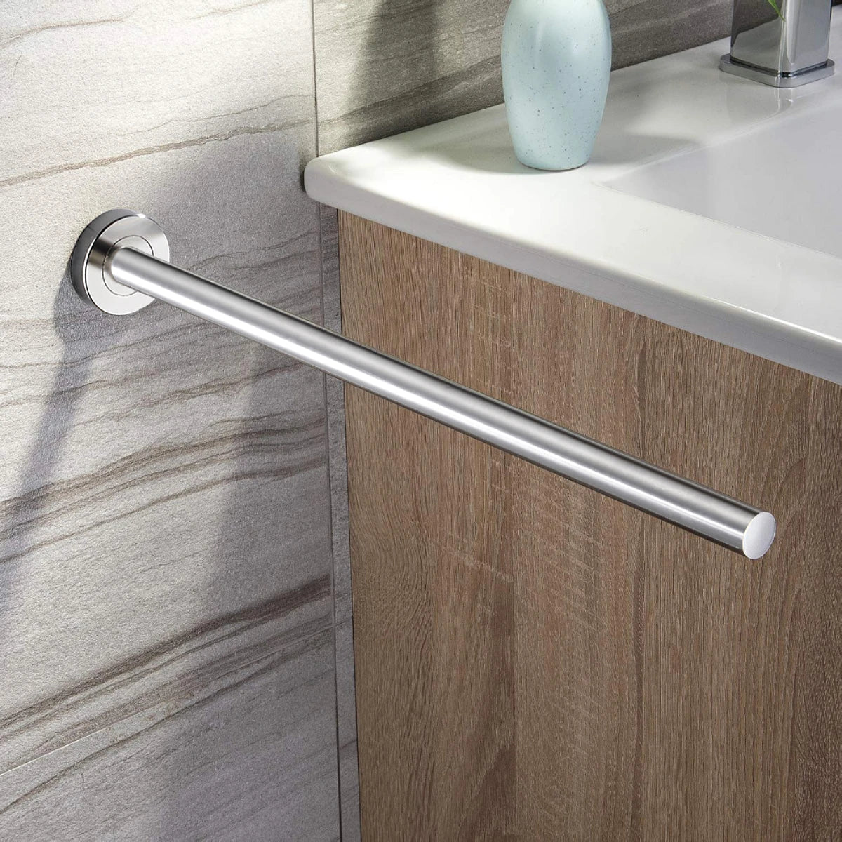 porte serviettes mural acier inoxydable finition brossée lisse moderne salle bain autonome argenteéversible