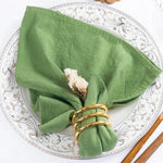 lot 12 serviettes coton table clips dorés couleur bleu clair