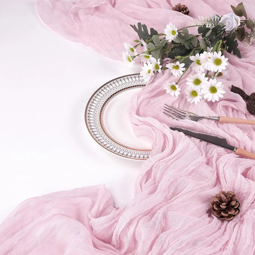 chemin table bordeaux serviette plissée semi transparente décoration mariage fête boho rustique